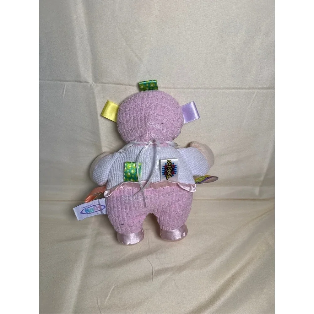 Taggies Baby Doll Plush Pink White Sensory Ribbon Tags Small GUC